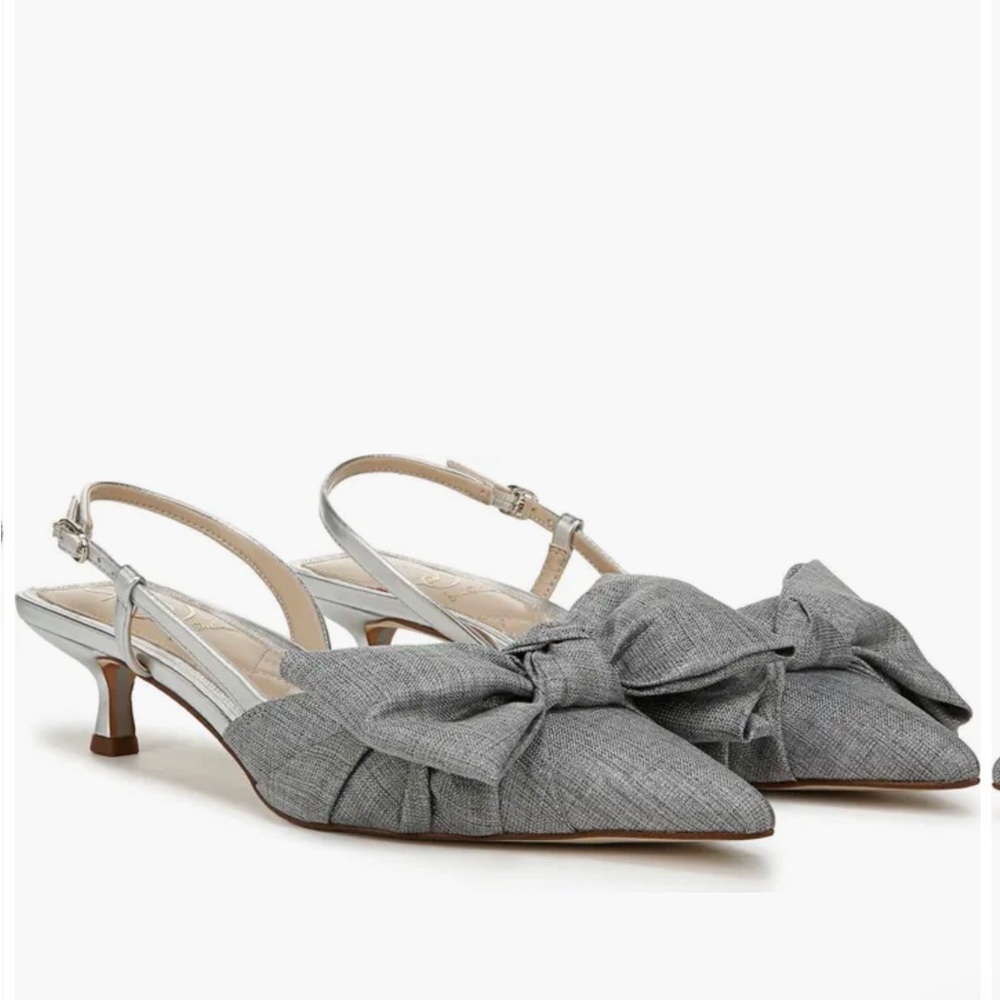 Sam Edelman Metallic Heels with Gray Bow